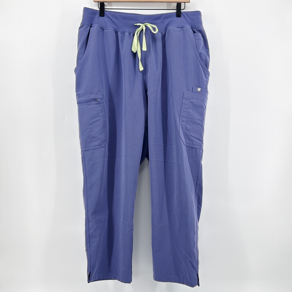FIGS HW Yola High Waisted Scrub Pants 11 Pockets 3XL Petite Purple Jam PO 6353